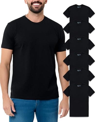 INTO THE AM Men's Plain Tees 6 Pack Multipack - Fitted Crewneck Gym Casual Workout Tshirts Shirts for Men (Black/Black/Black/Black/Black/Black, Small)