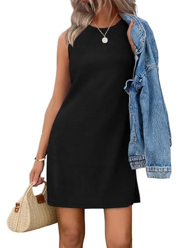 WIHOLL Dresses for Women 2026 A Line Casual Summer Sundresses Spring Fall Italian Tank Dress Fashion Work Business Casual Outfits Black S