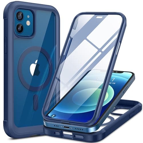 Miracase Magnetic for iPhone 12 mini Case, [360 Full-Body Protection & Complete Camera Guard], Drop & Scratch-Resistant, Shockproof, Stylish Clear iPhone Case, iPhone 12 mini Cover, Blue