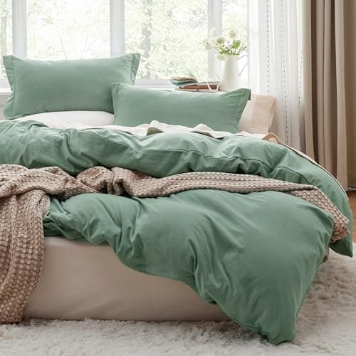 Bedsure Sage Green Duvet Cover Twin/Twin XL Size - 2 Pieces Prewashed Polyester Extra Soft Bedding Set, Includes 1 Twin Duvet Cover 68''x90'' with Zipper Closure & 1 Pillow Sham, No Comforter