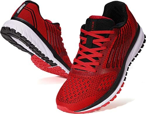 Joomra Whitin Mens Tennis Shoes Arch Supportive Trail Running Sneakers Red Size 9.5 Tenis para Hombres Lace Cushion Man Fashion Runner Walking Jogging Breathable Sport Footwear 43