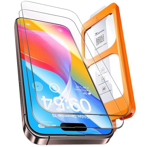 TOCOL for iPhone 16 Plus Screen Protector/iPhone 15 Plus Screen Protector 9H Hardness Military Grade Shatterproof HD Tempered Glass Full Coverage Easy Installation Case Friendly 2 Pack