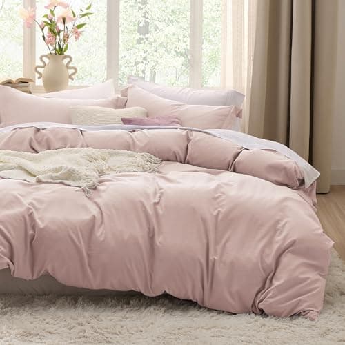 Bedsure Rose Pink Twin Duvet Cover - 2 Pieces Prewashed Extra Soft Bedding Set, Includes 1 Duvet Cover Twin Size 68x90 Inches with Zipper Closure & 1 Pillow Sham, Comforter Not Included