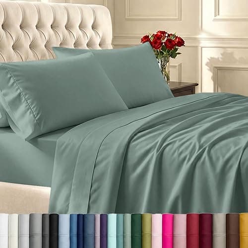 California Design Den Twin XL Sheet Sets - Soft 400 Thread Count Sateen, Natural 100% Cotton Sheets Set with Deep Pockets, and Durable Bedding - Sage Green