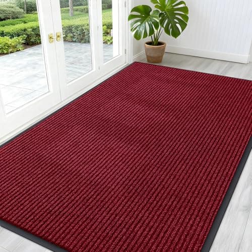 OLANLY Front Door Mat Indoor Outdoor Entrance, Waterproof Heavy Duty Doormat, Fade Resistant, Low Profile, Easy Clean Patio Porch Welcome Floor Mats for Entry, 59x35, Wine Red