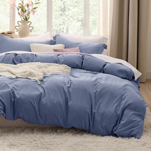 Bedsure Slate Blue Duvet Cover Twin/Twin XL Size - 2 Pieces Prewashed Polyester Extra Soft Bedding Set, Includes 1 Twin Duvet Cover 68''x90'' with Zipper Closure & 1 Pillow Sham, No Comforter