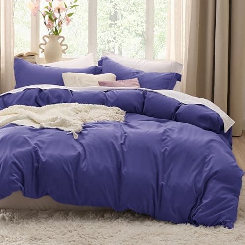 Bedsure Skipper Blue Duvet Cover Full Size - 3 Pieces Prewashed Extra Soft Cotton-Like Polyester Bedding Set, Includes 1 Duvet Cover 80x90 Inches with Zipper Closure & 2 Pillow Shams, No Comforter