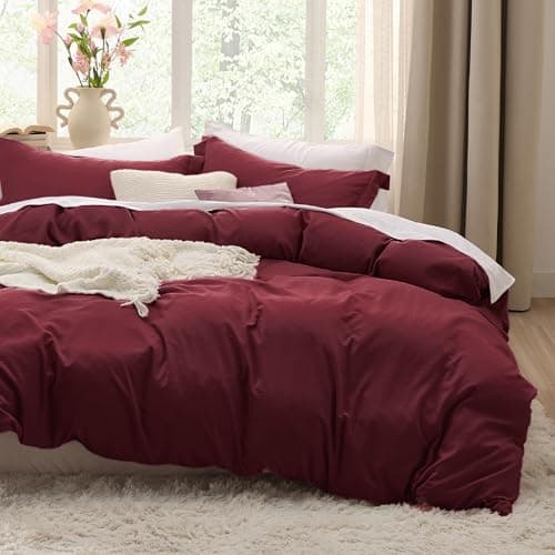 Bedsure Winery Twin Duvet Cover - 2 Pieces Prewashed Extra Soft Bedding Set, Includes 1 Duvet Cover Twin Size 68x90 Inches with Zipper Closure & 1 Pillow Sham, Comforter Not Included