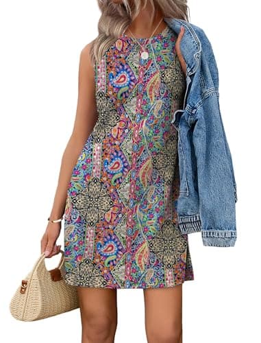 WIHOLL Summer Dresses for Women 2026 Casual Spring Boho Holiday Tunic Dress Vacation Fashion Clothing Outfits S