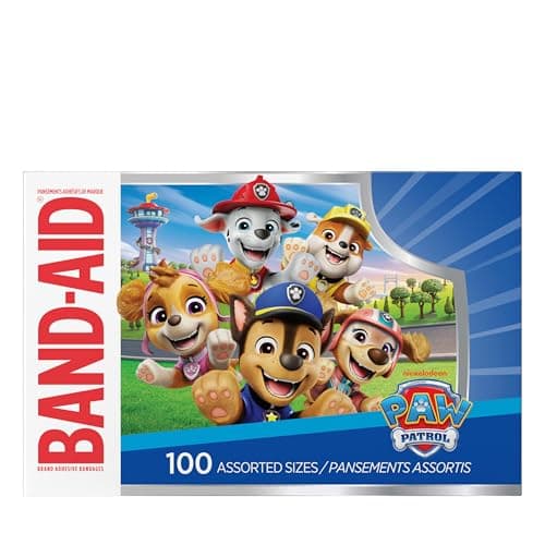 BAND-AID Brand Adhesive Bandages for Minor Cuts & Scrapes, First Aid Essential Featuring Nickelodeon Paw Patrol Characters, Fun Wound Care Treatment for Kids and Toddlers, Assorted Sizes, 100 ct