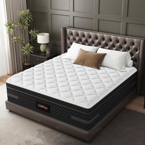 UniPon Firm Queen Mattress, 14 Inch Deep Sleep Hybrid Mattress with Extra Back & Hip Support, Motion Isolation with Fiberglass-Free, CertiPUR-US Certified, 365-Night Trial