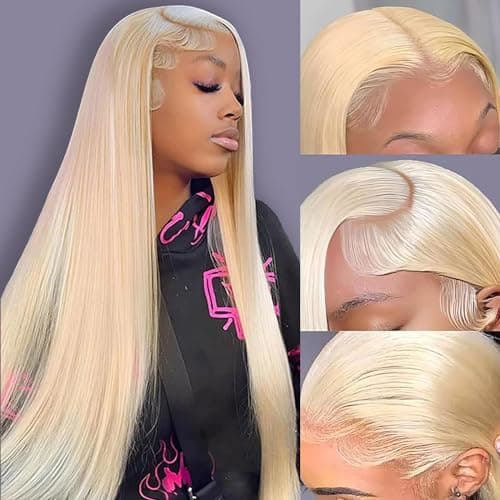 LETMIEO 30 Inch 613 Lace Front Wig Human Hair Blonde 13X6 HD Transparent Lace Front Wigs Human Hair 180% Density Blonde Glueless Wigs 613 HD Straight Lace Frontal Wig Pre Plucked