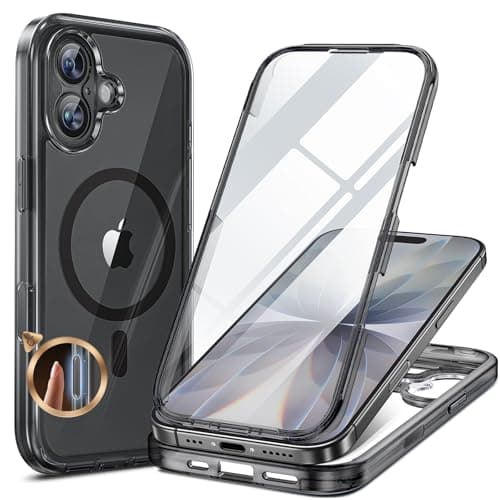 Miracase for iPhone 17 Case 6.3'', Full-Body Bumper Military Drop Protection Outdoor Phone case with Built-in Glass Screen &Camera Control,Easy Installation,No Gap,Compatible with MagSafe,Clear Black