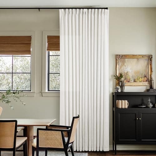 TWODRAPES 86 Inch Pinch Pleated Linen Curtains 2 Panels for Living Room Bedroom Memory Training Shaped Semi Sheer Pleat Drapes with Hooks Rings Light Filtering Window Curtain 40x86 Beige White