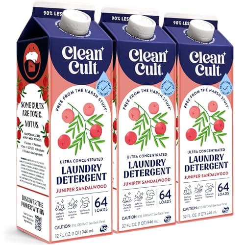 Ultra Concentrated Liquid Laundry Detergent Soap, 192 loads (96 oz), Long Lasting Scent, 90% Less Plastic, No Harsh Chemicals, Juniper Sandalwood, Defeats Stains & Odors, HE/Standard Compatible