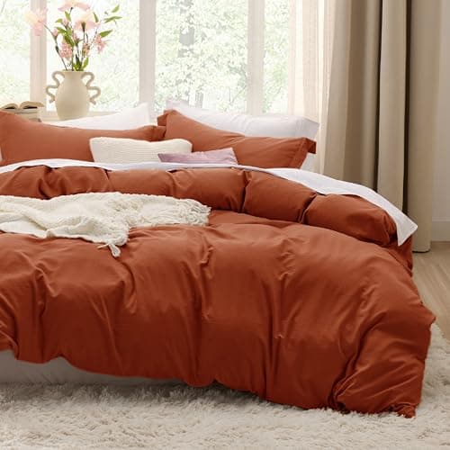 Bedsure Terracotta Duvet Cover Twin/Twin XL Size - 2 Pieces Prewashed Polyester Extra Soft Bedding Set, Includes 1 Twin Duvet Cover 68''x90'' with Zipper Closure & 1 Pillow Sham, No Comforter