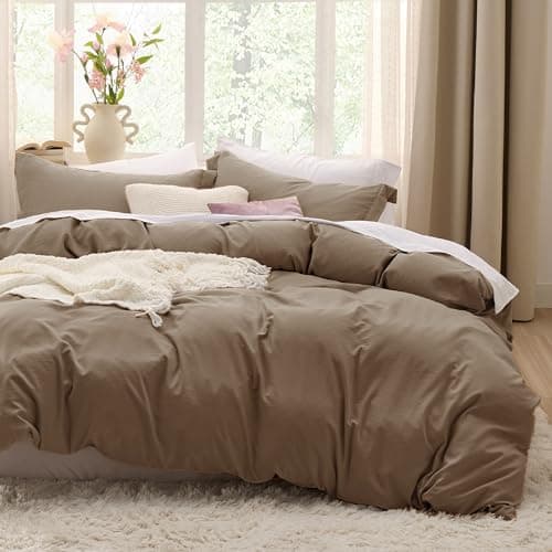 Bedsure Coffee Duvet Cover Twin/Twin XL Size - 2 Pieces Prewashed Polyester Extra Soft Bedding Set, Includes 1 Twin Duvet Cover 68''x90'' with Zipper Closure & 1 Pillow Sham, No Comforter