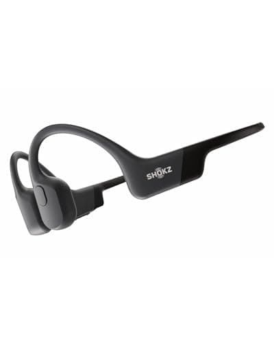 SHOKZ OpenRun Bone Conduction Open-Ear Bluetooth Sport Headphones, Running Workout,Sweat Headband, IP67 Sweat Resistant, 8H Playtime, Mic, Black