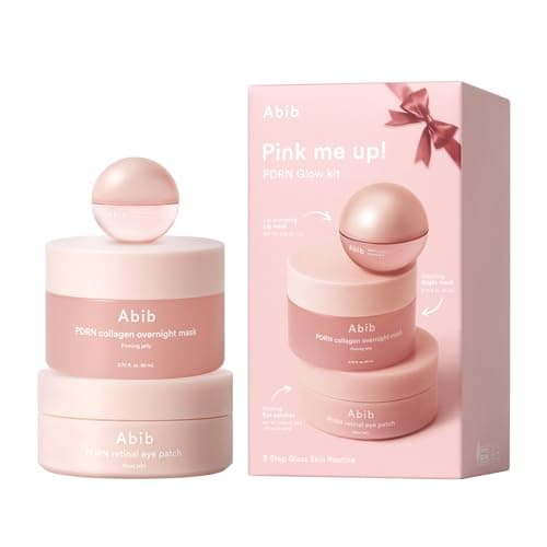 Abib Pink Me Up Pdrn 3 Step Glow Kit | Overnight Firming Jelly Mask, PDRN Retinal Eye patches, PDRN Lip Mask | Korean Skincare Set for Glass Skin, Gifts for Women