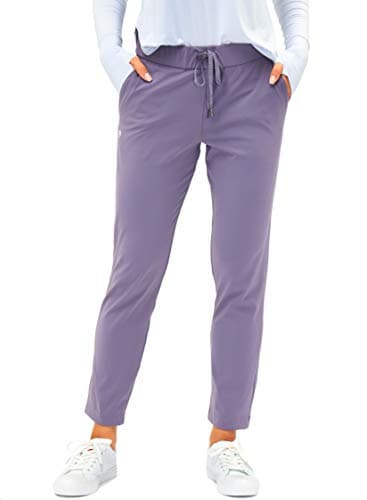 Women's Pants with Deep Pockets 7/8 Stretch Sweatpants for Women Athletic, Golf, Lounge, Work (Purple, X-Small)