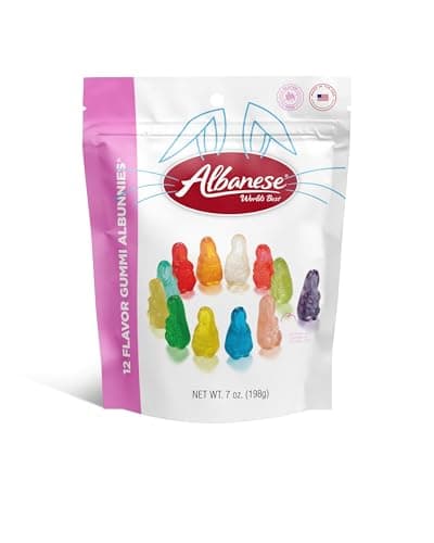Albanese World's Best 12 Flavor Gummi Albunnies, 7oz (Pack of 6) of Easter Candy, Great Easter Basket Stuffers, Individually Wrapped Candy