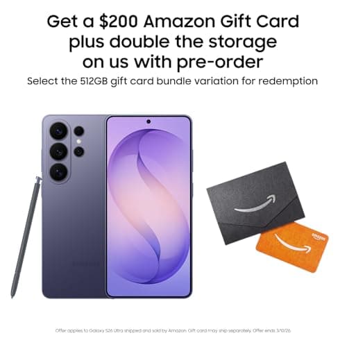 Samsung Galaxy S26 Ultra, Unlocked Android Smartphone + $200 Gift Card, 512GB, Privacy Display, Galaxy AI, AI Camera, Super Fast Charging 3.0, Durable Battery, 2026, Cobalt Violet