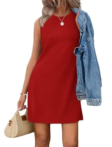 WIHOLL Summer Dresses for Women 2026 Casual Sundresses Beach Vacation Clothes Red Dress Valentines Day Outfits S