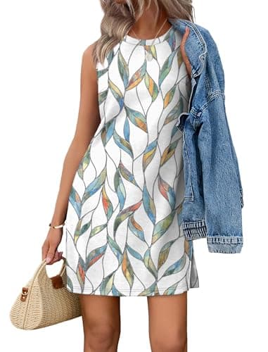 WIHOLL Womens Spring Dresses 2026 Floral Summer Casual Sleeveless Dress Fashion Clothing Sundresses Resort Wear S
