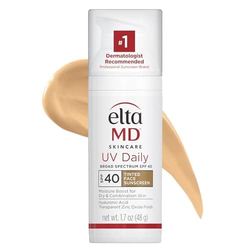EltaMD UV Daily Tinted SPF 40 Face Sunscreen Moisturizer with Zinc Oxide, Tinted Daily Face Moisturizer with SPF, Sunscreen for Dry Skin,1.7 oz Pump