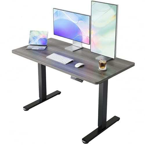 HUANUO Electric Standing Desk,55" x 28" Height Adjustable Desk, 4 Memory Height Settings, Sit to Stand Up Desk for Home Office, with Headphone Hook, Cable Manager, Vintage Brown