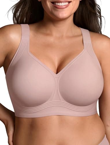 LetsJoli Jelly Bras for Women Supportive Wireless Push Up Bra Full Coverage No Underwire Seamless Plus Size for Older Women(Dusty Rose,S)