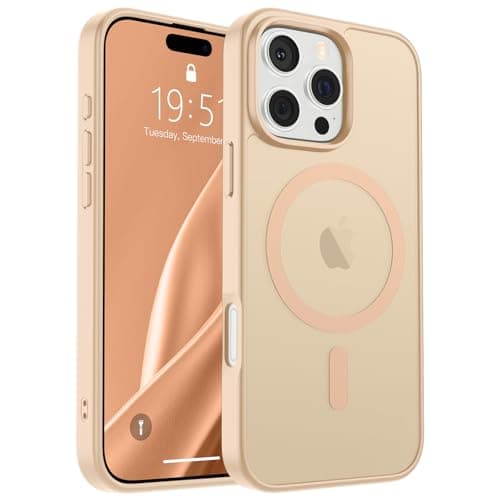 SUPFINE Magnetic for iPhone 16 Pro Case (Compatible with MagSafe) (Military Grade Drop Protection) Slim Translucent Matte Shockproof with Anti-Fingerprint Phone Case,Sand Pink