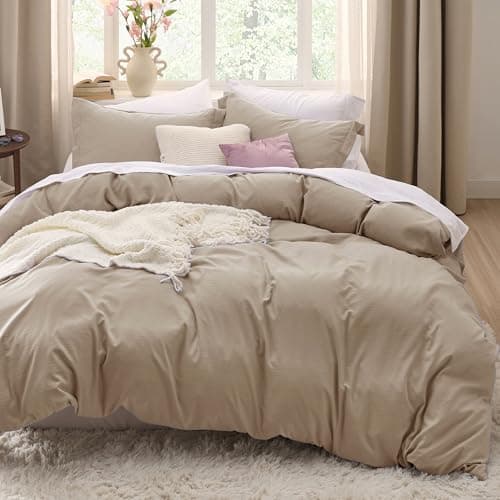 Bedsure Light Brown Duvet Cover Twin/Twin XL Size - 2 Pieces Prewashed Polyester Extra Soft Bedding Set, Includes 1 Twin Duvet Cover 68''x90'' with Zipper Closure & 1 Pillow Sham, No Comforter