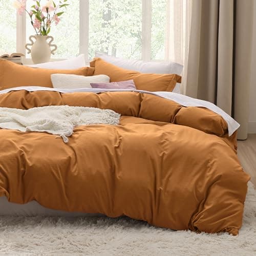 Bedsure Honey Ginger Duvet Cover Twin/Twin XL Size - 2 Pieces Prewashed Cotton-Like Extra Soft Bedding Set, Includes 1 Twin Duvet Cover 68x90 Inches with Zipper Closure & 1 Pillow Sham, No Comforter